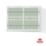 WINKING หน้าต่างอลูมิเนียมบานเลื่อน 150*110 สีขาวสแตนเลสดัด