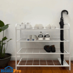 ชั้นวางรองเท้า 4 ชั้น พร้อมที่เก็บร่ม STACKO NOBLE 80x30x68 ซม. สีขาว