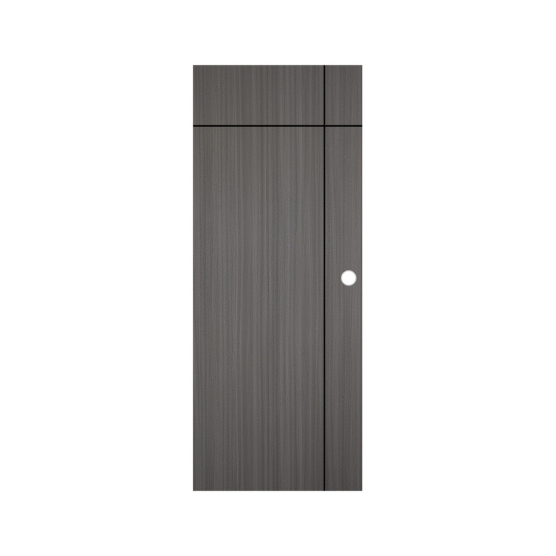 ALUGUARD ประตู UPVC ภายนอก เซาะร่อง 80x200 เซนติเมตร รุ่น OK-007D สีเทา (เจาะลูกบิด)