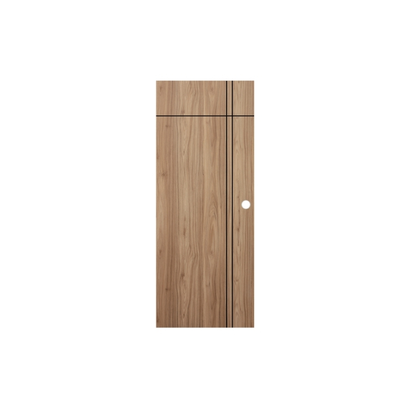 ALUGUARD ประตู UPVC ภายนอก เซาะร่อง 80x200 เซนติเมตร รุ่น OK-008K สีวอลนัท (เจาะลูกบิด)
