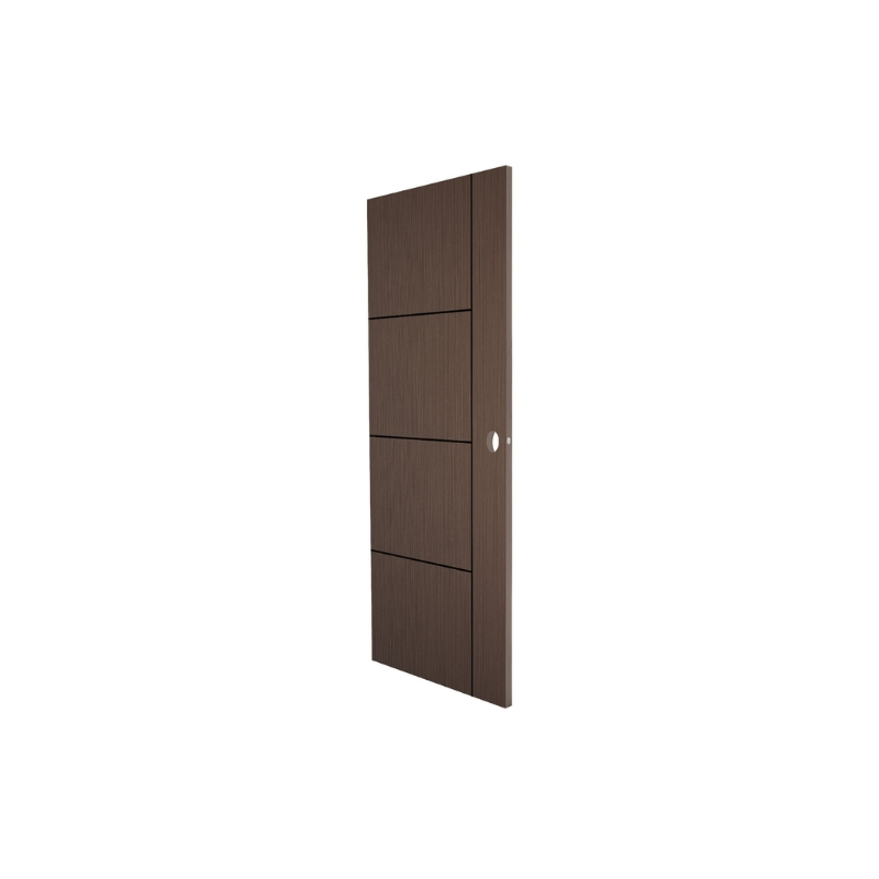 ALUGUARD ประตู UPVC ภายนอก เซาะร่อง 80x200 เซนติเมตร รุ่น OK-OK-009L สีสักเทา (เจาะลูกบิด)2