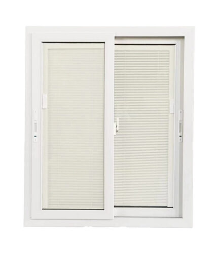 ALUGUARD หน้าต่างไวนิล 2 บาน พร้อมมุ้งและมู่ลี่ 120x110 ซม. สีขาว