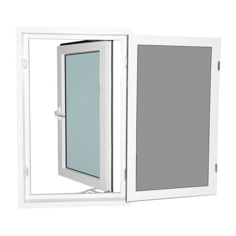ALUGUARD หน้าต่างไวนิลกระทุ้ง รุ่น A พร้อมมุ้งลวด 80x50 ซม. สีขาว