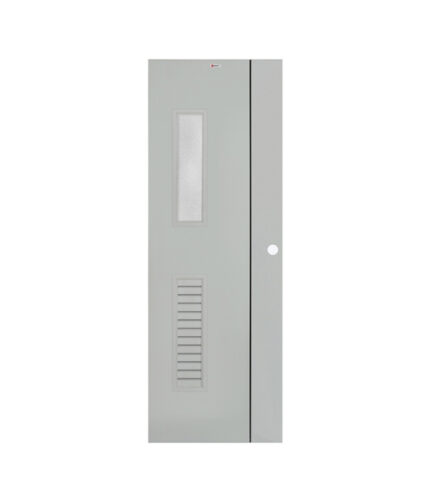 BATHIC ประตูUPVC ห้องน้ำ พร้อมกระจก 70x200 ซม. รุ่น BG9 สีเทา (เจาะลูกบิด)