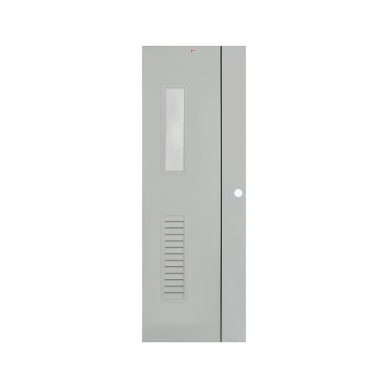 BATHIC ประตูUPVC ห้องน้ำ พร้อมกระจก 70x200 ซม. รุ่น BG9 สีเทา (เจาะลูกบิด)